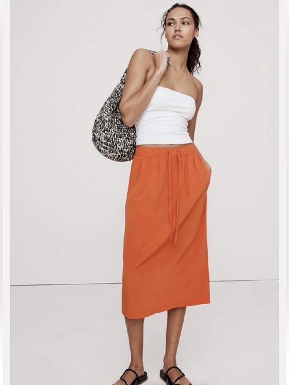 Matte silk midi skirt | banana republic